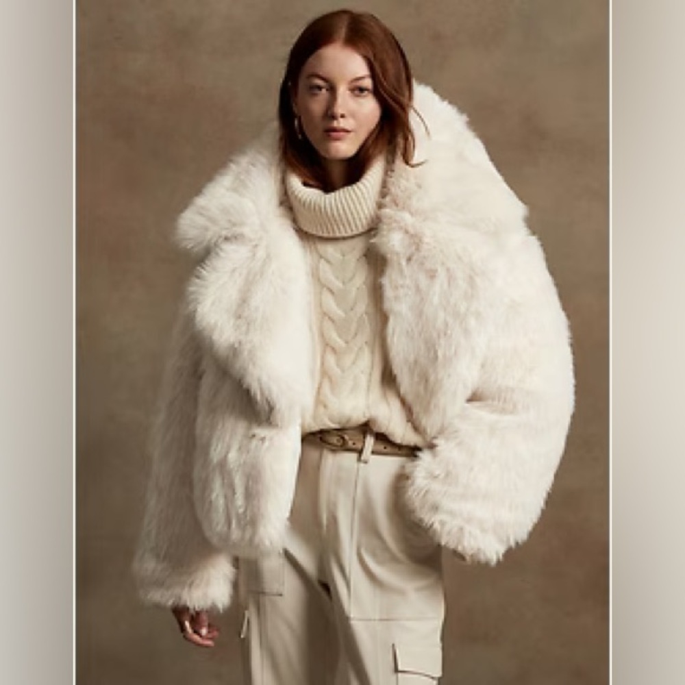 Banana Republic reversible cream coat XL